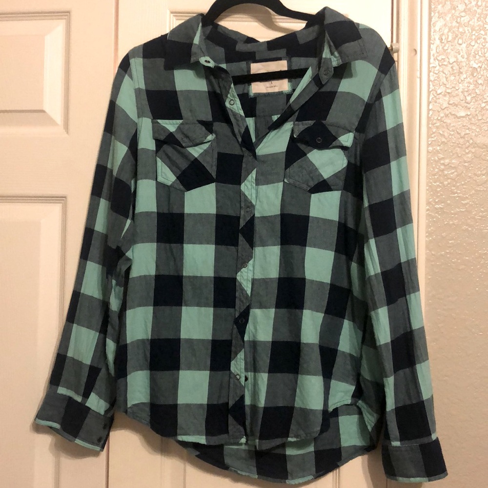 Navy/turquoise flannel
